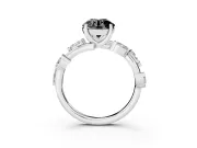 Round Twisted Vine Engagement Ring Setting for a Black Center | Marquise Leaves | Sterling Silver