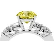 Round 5 Stone Engagement Ring Setting for a Fancy Yellow Lab-Grown Diamond | Platinum