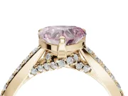 Heart-Shaped Pavé Solitaire Engagement Ring Setting for a Fancy Pink Lab-Grown Diamond | Crossover Gallery | Yellow Gold