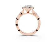 Heart-Shaped Twisted Halo Engagement Ring Setting | Pavé and Plain Strands | Rose Gold