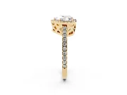 Heart-Shaped Halo Engagement Ring Setting | Half Pave Band | Yellow Gold