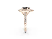 Fancy Black Pear-Shaped Lab-Grown Diamond Double Halo Statement Ring Set in Rose Gold with Pavé Band
