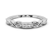 Round Lab-Grown Diamond Graduated Twisted Pavé Wedding Band | Marquise Motifs | Sterling Silver