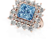 Princess Cut Floral Double Halo Engagement Ring Setting for a Fancy Blue Lab-Grown Diamond | Plain Band | Rose Gold