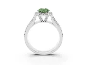 Oval Pavé Engagement Ring Setting for a Fancy Green Lab-Grown Diamond | Wide Three-Row Band | Sterling Silver
