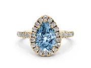 Pear-Shaped Raised Halo Engagement Ring Setting for a Fancy Blue Lab-Grown Diamond | Yellow Gold
