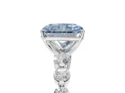 Radiant Cut Graduated Side Stone Engagement Ring Setting for a Fancy Blue Lab-Grown Diamond | Sterling Silver