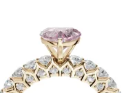 Heart-Shaped Shared Prong Engagement Ring Setting for a Fancy Pink Lab-Grown Diamond | Yellow Gold