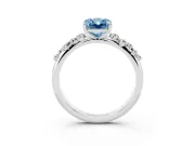 Fancy Blue Radiant Cut Diamond Cluster Solitaire Ring Set in Silver with Prong Setting