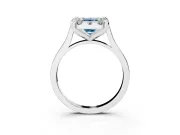 Emerald Cut Claw Corner Halo Engagement Ring Setting for a Fancy Blue Lab-Grown Diamond | Plain Band | Sterling Silver