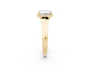 Princess Cut Diamond Halo Ring Set in Yellow gold with Cathedral Band and Prong Setting