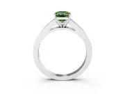 Fancy Green Emerald Cut Diamond Solitaire Ring Set in Platinum with Channel-Set Band and Prong Setting