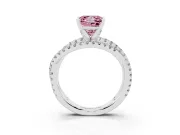 Fancy Pink Princess Cut Diamond Solitaire Twist Band Ring Set in Platinum with Pavé Setting and Prong Head