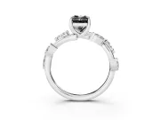 Radiant Cut Twisted Vine Engagement Ring Setting for a Black Center | Marquise Leaves | Platinum