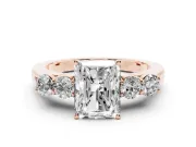 Radiant Cut Close Set Five Stone Engagement Ring Setting | Rose Gold