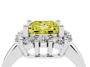 Princess Cut Cluster Halo Engagement Ring Setting for a Fancy Yellow Lab-Grown Diamond | Large Round Accents | Platinum