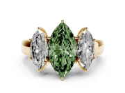 Marquise 3 Stone Engagement Ring Setting for a Fancy Green Lab-Grown Diamond | Yellow Gold