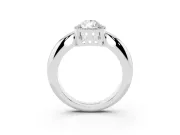 Pear Cut Diamond Halo Engagement Ring Set in Platinum with Plain Split Shank and Prong Setting