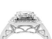 Asscher Cut Vintage Halo Engagement Ring Setting | Channel-Set Split Shank | Platinum