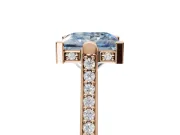Princess Cut Vintage Cathedral Engagement Ring Setting for a Fancy Blue Lab-Grown Diamond | Carved Band | Rose Gold