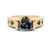 Heart-Shaped Tension Style Engagement Ring Setting for a Black Center | Yellow Gold