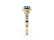 Cushion Cut Accented Halo Engagement Ring Setting for a Fancy Blue Lab-Grown Diamond | Yellow Gold
