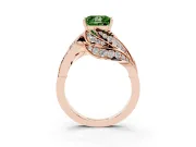 Fancy Green Princess Cut Diamond Solitaire Ring Set in Rose gold with Layered Twist Pavé Band