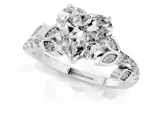 Heart-Shaped Leaf Pavé Engagement Ring Setting | Leaf Motif Shoulders | Sterling Silver