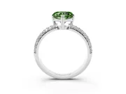 Heart-Shaped Three Row Pave Engagement Ring Setting for a Fancy Green Lab-Grown Diamond | White Gold