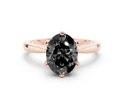 Oval Tapered Solitaire Engagement Ring Setting for a Black Center | Claw Prong Head | Rose Gold