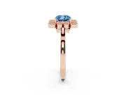 Cushion Cut Milgrain Cluster Halo Engagement Ring Setting for a Fancy Blue Lab-Grown Diamond | Plain Band | Rose Gold