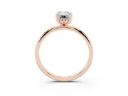 Emerald Cut Diamond Solitaire Engagement Ring Set in Rose gold with Prong Setting and Polished Band