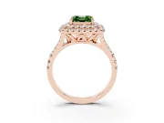 Asscher Cut Halo Split Shank Engagement Ring Setting for a Fancy Green Lab-Grown Diamond | Pavé Strands | Rose Gold