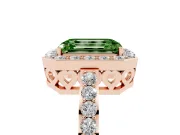 Emerald Cut Halo Engagement Ring Setting for a Fancy Green Lab-Grown Diamond | Rose Gold - Design NV-24751