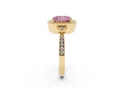Radiant Cut Milgrain Halo Engagement Ring Setting for a Fancy Pink Lab-Grown Diamond | Graduated Pavé | Yellow Gold