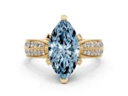 Marquise Milgrain Solitaire Engagement Ring Setting for a Fancy Blue Lab-Grown Diamond | Yellow Gold