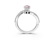 Pear-Shaped Bypass Pavé Engagement Ring Setting for a Fancy Pink Lab-Grown Diamond | Sterling Silver