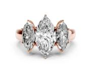 Marquise Three Stone Engagement Ring Setting | Touching Side Stones | Rose Gold