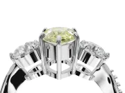 Pear-Shaped Three Stone Engagement Ring Setting for a Fancy Yellow Lab-Grown Diamond | Tapered Pave Band | Platinum