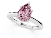 Fancy Pink Pear Cut Diamond Solitaire Ring Set in White gold with Cathedral Band and Prong Setting