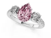 Pear-Shaped Engagement Ring Setting for a Fancy Pink Lab-Grown Diamond | Three Stone | Platinum
