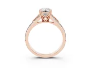 Emerald Cut Pave Split Shank Engagement Ring Setting | Double Claw Prongs | Rose Gold