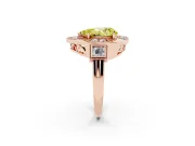 Fancy Yellow Pear Cut Diamond Milgrain Halo Ring Set in Rose gold with Split Shank