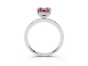 Fancy Pink Asscher Cut Diamond Pavé Band Ring Set in Silver with Prong-Set Center Stone