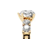 Heart-Shaped Five Stone Engagement Ring Setting | Prong-Set Side Stones | Yellow Gold