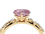 Heart-Shaped Graduated Solitaire Engagement Ring Setting for a Fancy Pink Lab-Grown Diamond | Yellow Gold