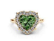 Heart-Shaped Claw Corner Halo Engagement Ring Setting for a Fancy Green Lab-Grown Diamond | Plain Band | Yellow Gold