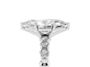 Marquise Cut Diamond Solitaire Engagement Ring Set in White gold with Bezel Accents on Beaded Band