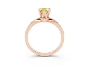 Fancy Yellow Pear Cut Diamond Solitaire Engagement Ring Set in Rose gold with Slim Tapered Solitaire Band
