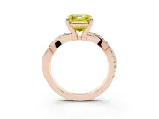 Fancy Yellow Asscher Cut Diamond Twist Band Solitaire Set in Rose gold with Pavé Accents and Prong Setting